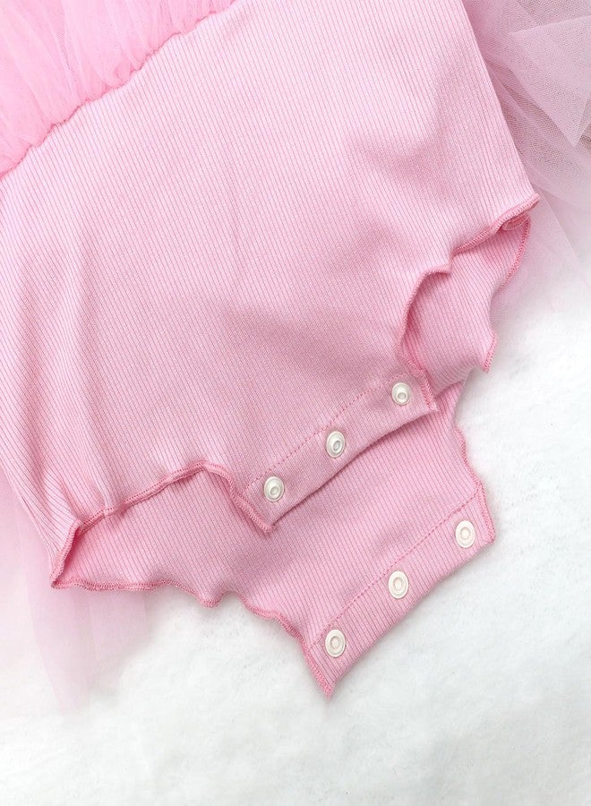 oweve Baby Girl Outfit Skirt, Tulle Tutu Skirt Sleeveless Romper Infant Clothes Toddler Dresses Summer Cute Girl Love Dress Pink - Image 4
