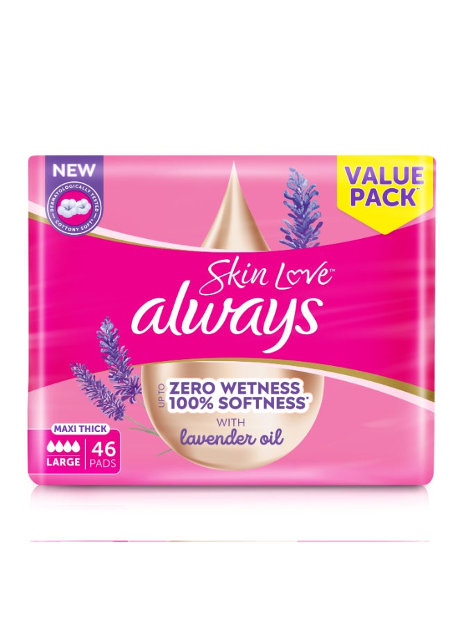 Always Pads Maxi Thick Skin Love Cottony Soft Large, 46 Sanitary Pads - Image 1