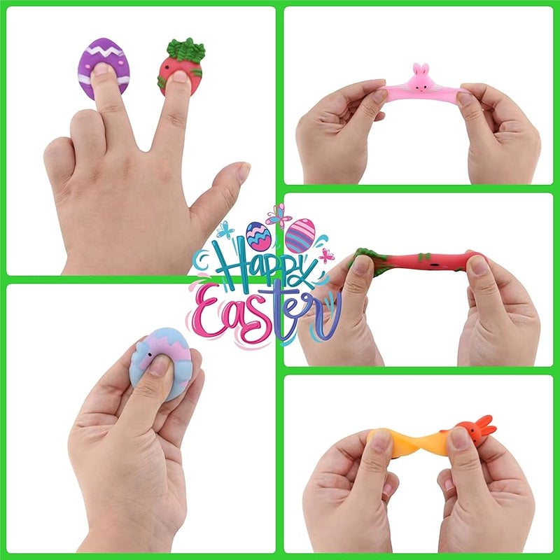 Howzcci 24 Pack Easter Mochi Squishy Toys Squishies Easter Toys with 24 PCS Plastic Easter Eggs for Kids Girls Boys Party Favors Easter Basket Stuffers Party Favors Candy Bags Gifts - Image 5