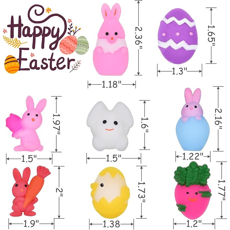 Howzcci 24 Pack Easter Mochi Squishy Toys Squishies Easter Toys with 24 PCS Plastic Easter Eggs for Kids Girls Boys Party Favors Easter Basket Stuffers Party Favors Candy Bags Gifts - Image 4