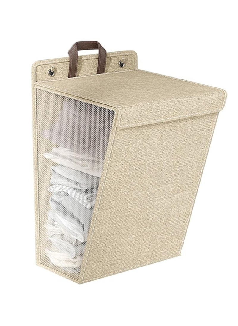 Square laundry basket with lid, wall-mounted laundry basket multifunctional bathroom foldable laundry box, suitable for apartments, dormitories - Image 1