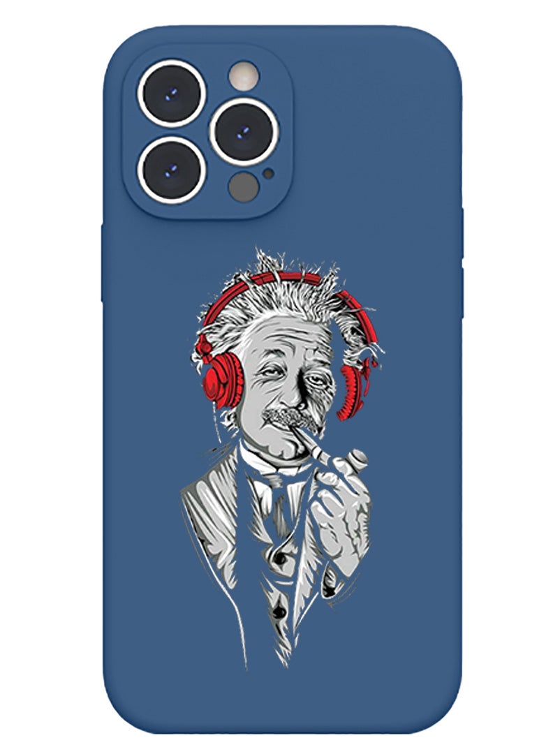 Theodor Protective Slim Fit Case Liquid Silicone Cover with Full Body Protection Anti-Scratch Shockproof Case For iPhone 13 Pro Blue  - Einstein idea copy - Image 1