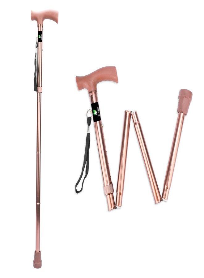 عصا دكتور تورسو القابلة للطي وتعديل الارتفاع، عصا ممتازة للرجال/النساء/كبار السن، عصا مشي/عكاز للمرضى (نحاسي) - Image 1