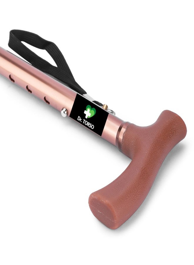 عصا دكتور تورسو القابلة للطي وتعديل الارتفاع، عصا ممتازة للرجال/النساء/كبار السن، عصا مشي/عكاز للمرضى (نحاسي) - Image 4