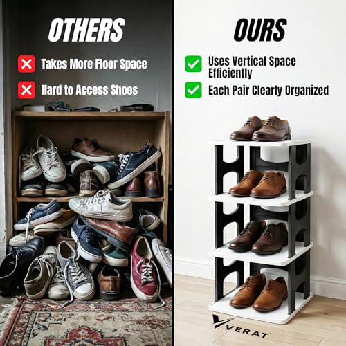 VERAT 4 Tier Shoes Rack/Foldable Shoe Rack/Adjustable Shoe Organizers/Shoe Rack Plastic/Shoe Stand Foldable/Multipurpose Footwear Stand for Home/Closet for Toys/Shoes/Slipers/Storage Organizer(Black) - Image 5
