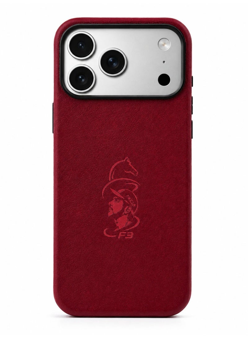 iPhone 17 Pro Max Premium Leather Texture Case – Red - Image 2