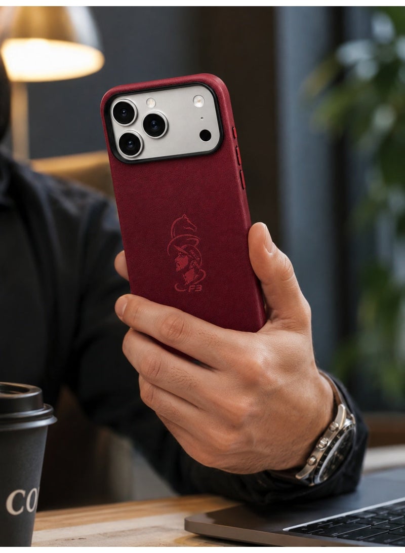 iPhone 17 Pro Max Premium Leather Texture Case – Red - Image 3