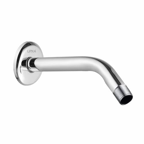 LIPKA 9-Inch Stainless Steel Shower Arm with Wall Flange – Chrome Finish Overhead Rain Shower Extension, Round Wall-Mounted Arm for Bathroom Shower Head Silver - Image 1