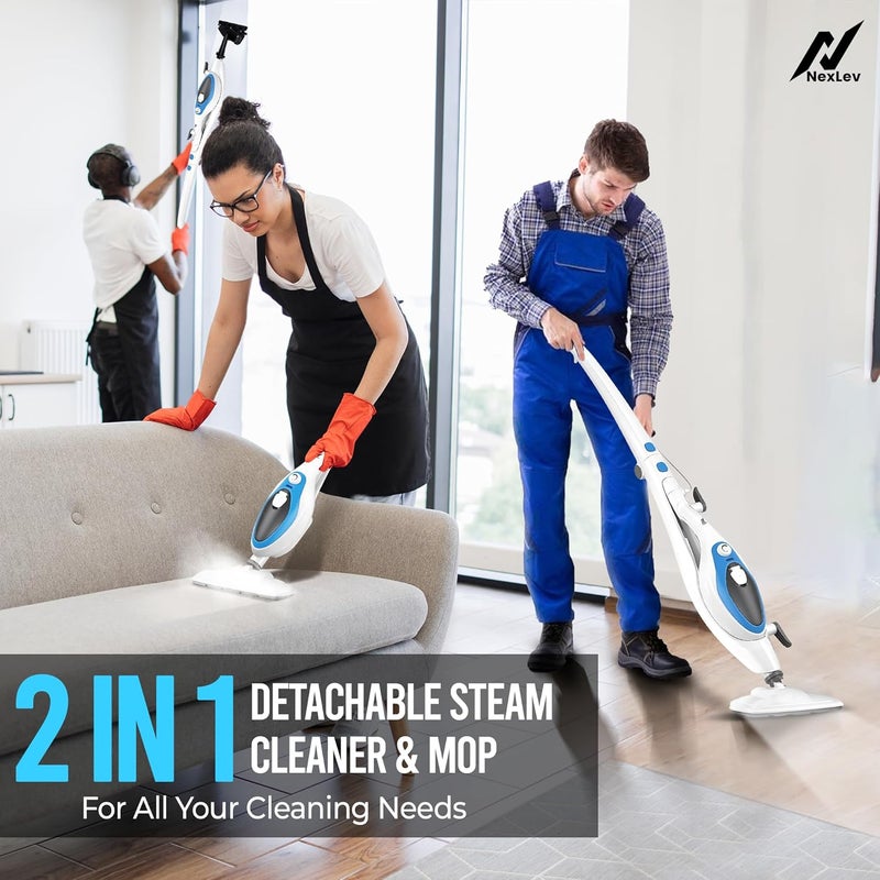 NexLev 10 in 1 Steam Cleaner Mop2 Steam ModesFor Mopping Deep Cleaning Home Bathroom Kitchen Office For All Surfaces350ML30 Sec HeatingChemical Free Cleaning Detachable FoldableSC04 - Image 2