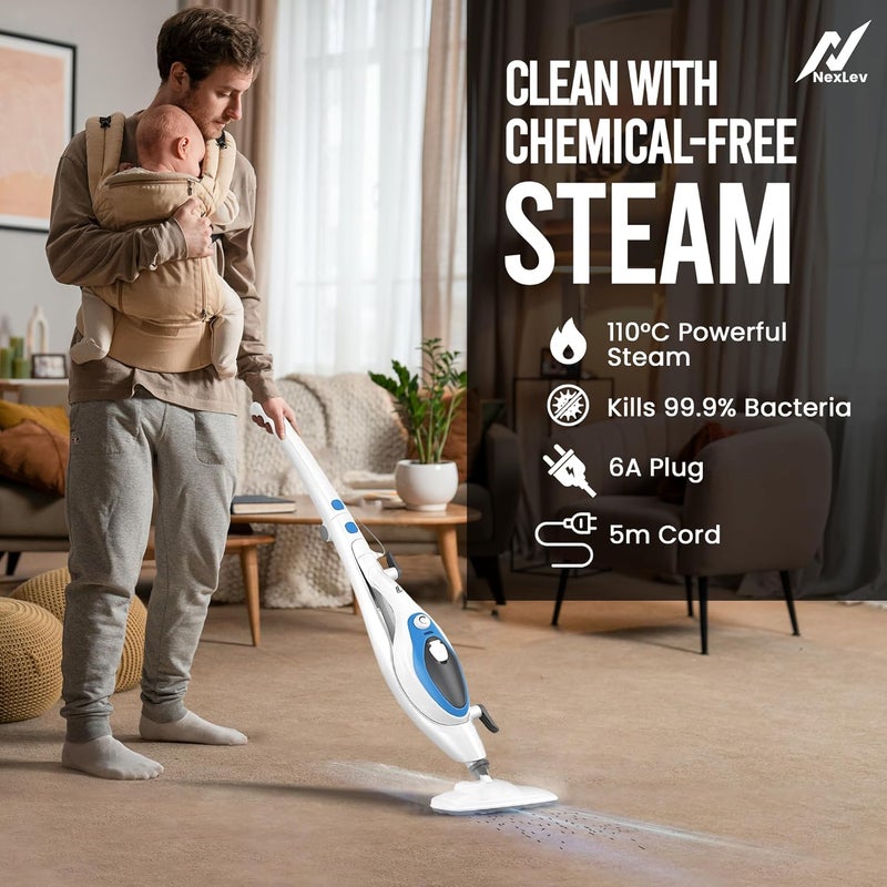 NexLev 10 in 1 Steam Cleaner Mop2 Steam ModesFor Mopping Deep Cleaning Home Bathroom Kitchen Office For All Surfaces350ML30 Sec HeatingChemical Free Cleaning Detachable FoldableSC04 - Image 5