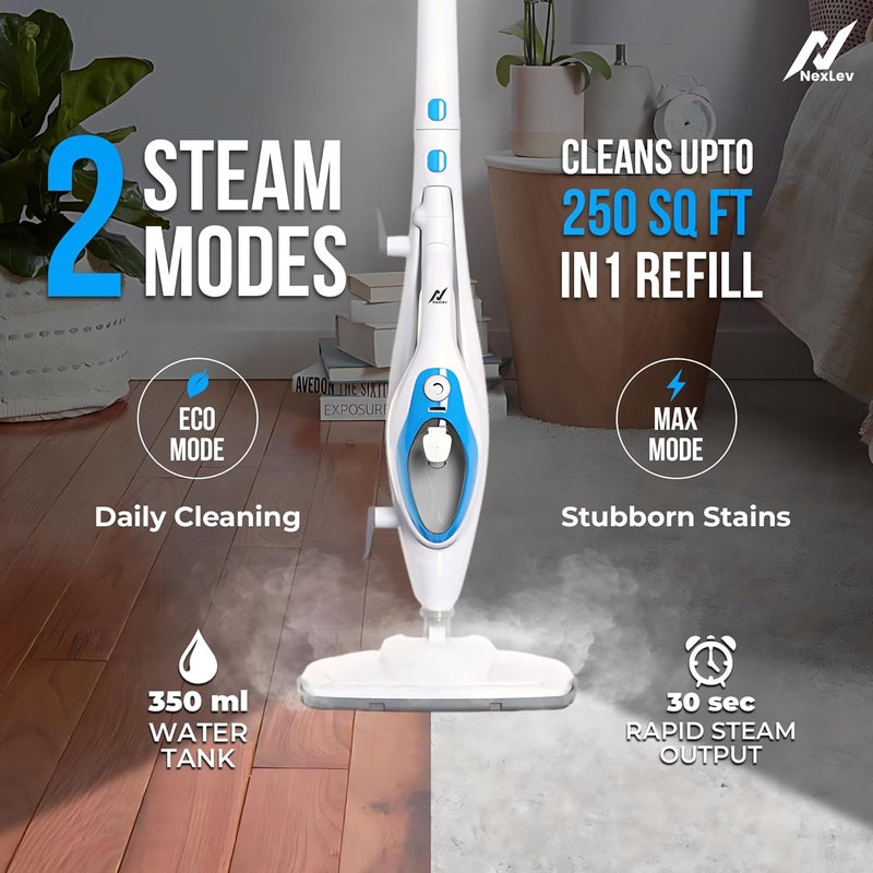 NexLev 10 in 1 Steam Cleaner Mop2 Steam ModesFor Mopping Deep Cleaning Home Bathroom Kitchen Office For All Surfaces350ML30 Sec HeatingChemical Free Cleaning Detachable FoldableSC04 - Image 4