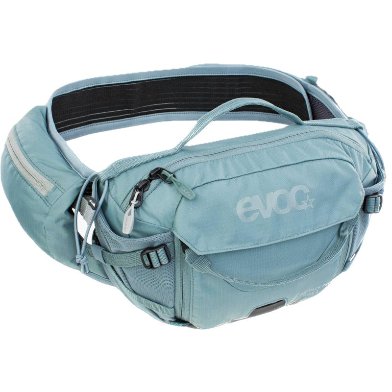 EVOC Hip Pack PRO E-Ride 3 Waist Bag for e-Bike Tours & Trails (3L Capacity, Airflow Contact System, AIRO Flex Hip Belt, Venti Flap System, Bottle cage), Steel Grey - Image 1