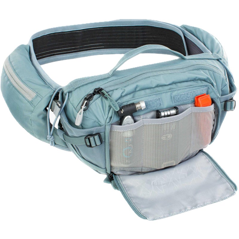 EVOC Hip Pack PRO E-Ride 3 Waist Bag for e-Bike Tours & Trails (3L Capacity, Airflow Contact System, AIRO Flex Hip Belt, Venti Flap System, Bottle cage), Steel Grey - Image 3