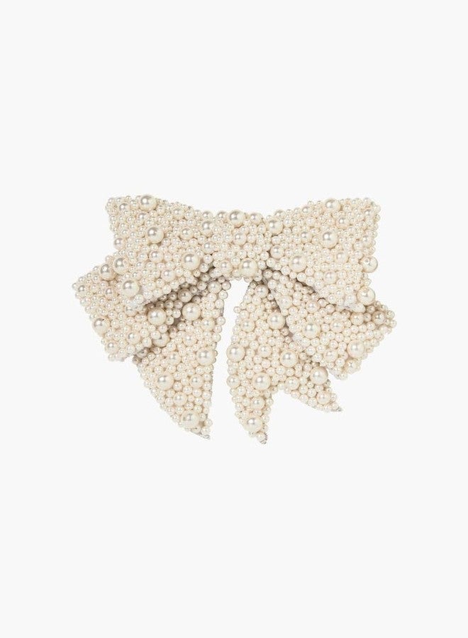 Pearl Bow Hair Clip, Large White Hair Accessory, Elegant Bridal Hair Decoration, hair bow pin clip, fashion accessories, women accessories - Image 5
