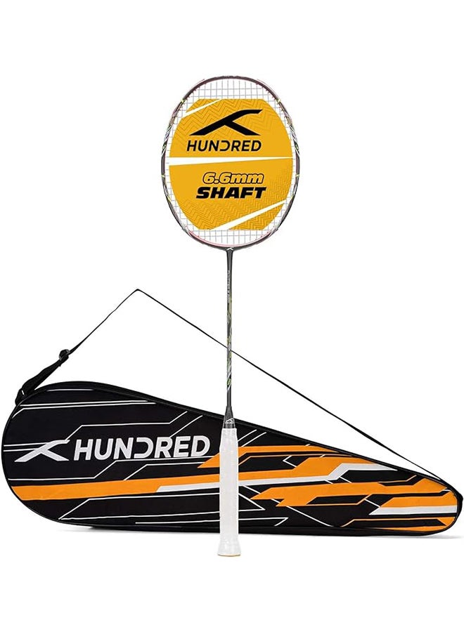 HUNDRED FLUTTER S ZOOM Carbon Fibre Strung Badminton Racket with Full Racket Cover | For Intermediate Players | 78 grams | Maximum String Tension - 32lbs - Image 1