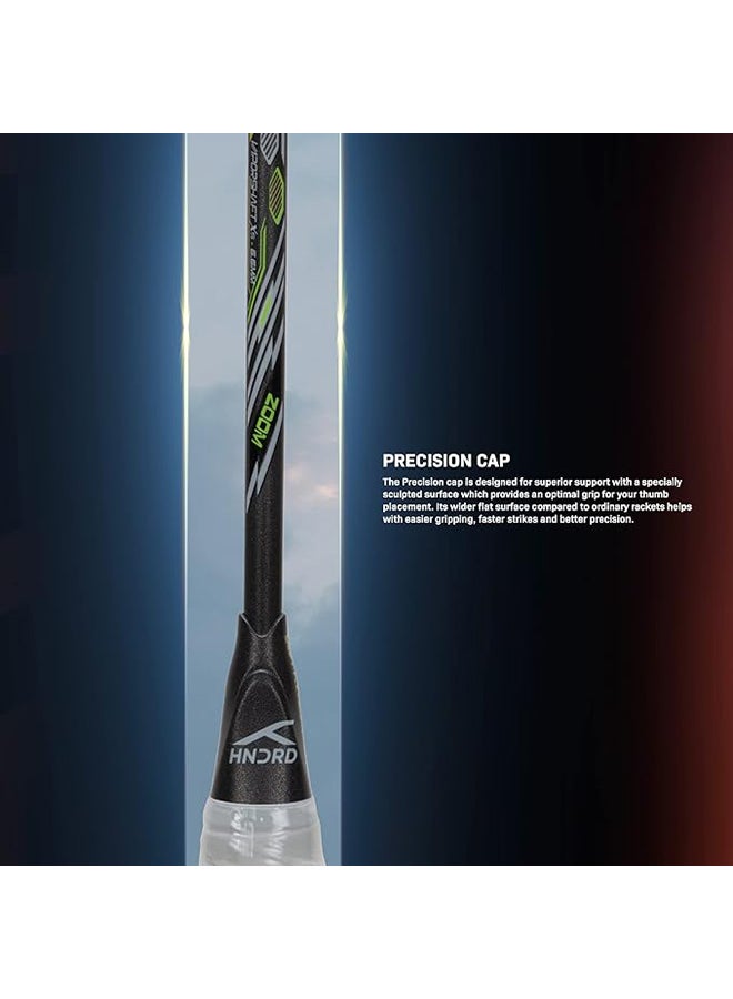 HUNDRED FLUTTER S ZOOM Carbon Fibre Strung Badminton Racket with Full Racket Cover | For Intermediate Players | 78 grams | Maximum String Tension - 32lbs - Image 5