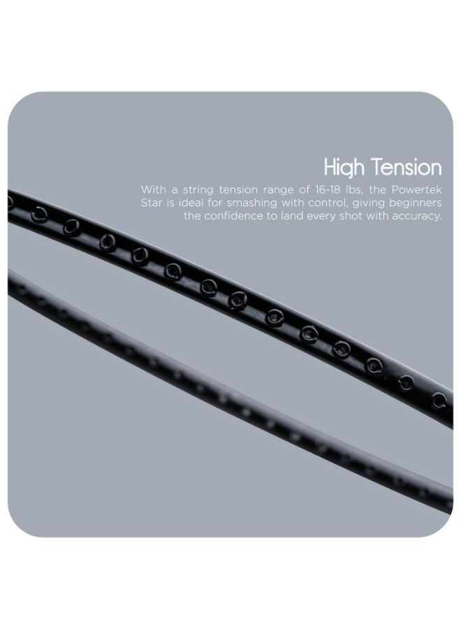 هندرد مضرب تنس الريشة FLUTTER S ZOOM مصنوع من ألياف الكربون مع غطاء كامل | مناسب للاعبين المتوسطين | 78 غرام | أقصى شد للأوتار - 32 رطلاً - Image 4