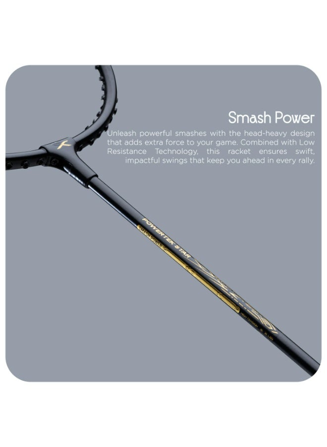 Hundred Powertek Star Badminton Racket Set – 2 Strung Rackets with Full Cover & 2 Nylon Shuttlecocks | Lightweight, Durable, Ideal for Beginners & Match Play - Image 3