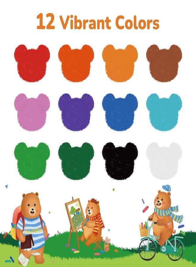 JUPITEARTH Silky Crayons for Toddlers 1-3, 12 Colors Twist Crayons, Non-Toxic, Washable, Easy-Grip Toddler Crayon Set for Ages 4-8, Easter Toddler Coloring Gift for Boys & Girls, Bear-Design - Image 2
