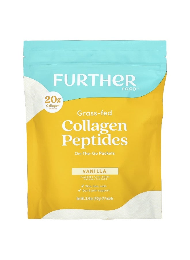 Further Food Further Food, Grass-Fed Collagen Peptides, Vanilla, 12 Packets, 0.74 oz (21 g) Each  - Image 1