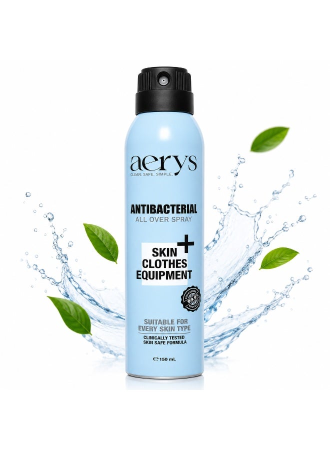 Aerys 100 % Antibacterial Spray - Suitable for Skin, Clothes and Equipment - Daily Hygienic Spray with Unique Formula -  Clinically Tested on Skin ( Made in UAE) - Image 1