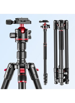 Camera Tripod,2 In 1 Triop,Foldable Lightweight Aluminum Travel Tripod Stand with 360 Degree Ball Head for Vlog Nikon Canon Sony All DSLR and Digital Camera(Q173) - pzsku/Z904E2C695988C21C0680Z/45/_/1720592505/9bee3ef4-26a6-4884-bfc2-0ae29cc69194