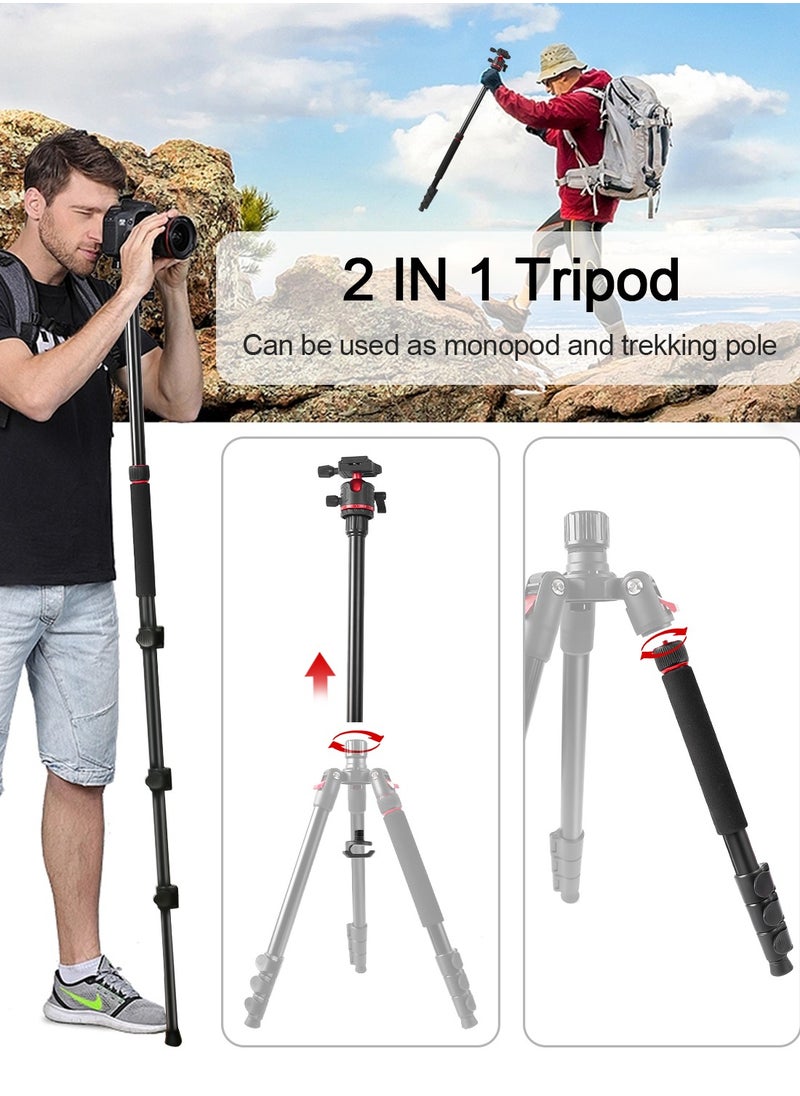 Zomei - Camera Tripod,2 In 1 Triop,Foldable Lightweight Aluminum Travel Tripod Stand with 360 Degree Ball Head for Vlog Nikon Canon Sony All DSLR and Digital Camera(Q173) - Image 1