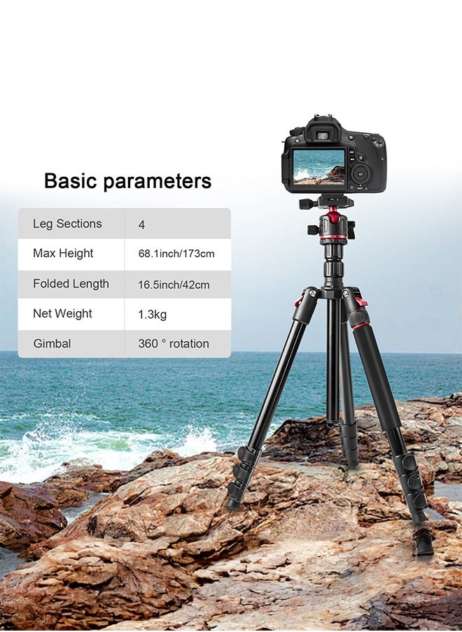 Zomei - Camera Tripod,2 In 1 Triop,Foldable Lightweight Aluminum Travel Tripod Stand with 360 Degree Ball Head for Vlog Nikon Canon Sony All DSLR and Digital Camera(Q173) - Image 1