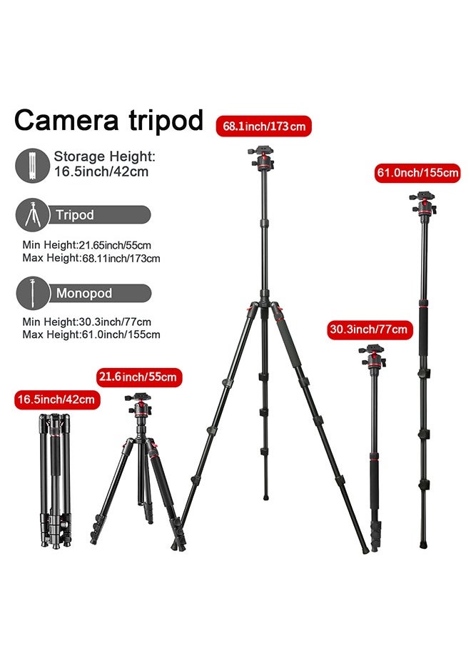 Zomei - Camera Tripod,2 In 1 Triop,Foldable Lightweight Aluminum Travel Tripod Stand with 360 Degree Ball Head for Vlog Nikon Canon Sony All DSLR and Digital Camera(Q173) - Image 1