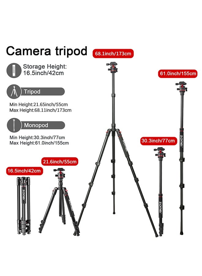 Zomei Camera Tripod,2 In 1 Triop,Foldable Lightweight Aluminum Travel Tripod Stand with 360 Degree Ball Head for Vlog Nikon Canon Sony All DSLR and Digital Camera(Q173) - Image 3