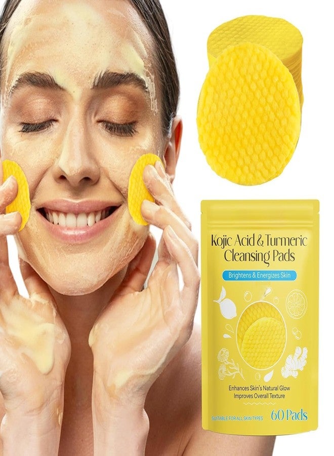 PRITASHA Acid and Turmeric Cleansing Pads for Dark Spots, Skin Brightening & Acne Prevention, with Vitamin B5, Vitamin C, Turmeric Infused Foaming Exfoliating Pads, for Face for All Skin Types -60PCS (Pack of 1 (60Pcs)) - Image 1