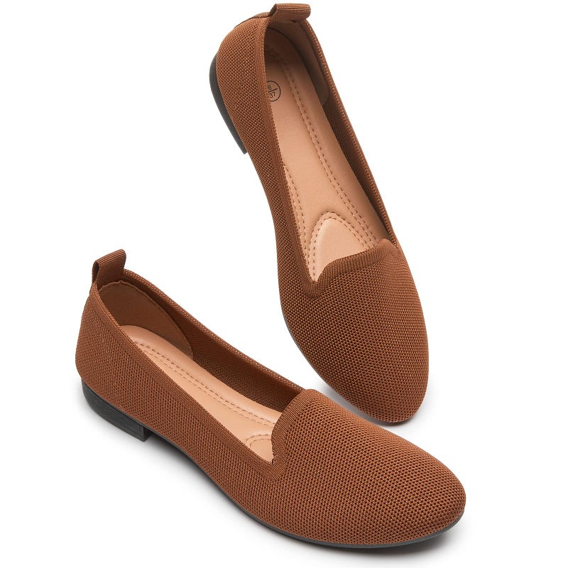 BABUDOG Women's Sparkly Flats Shoes Shiny Mesh Loafers Shoes Soft Memory Foam Flats(Brown.US9) - Image 1