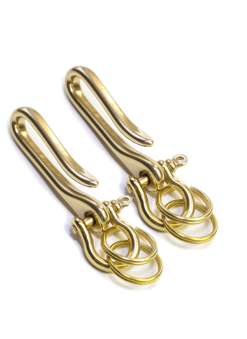 SYOSI Belt Clip for Keys,Key Holder for Purse,Brass Keyring for Key Fob,Fish Hook Keychain,Purse Key Hook for Women Men,Gold  - Image 1