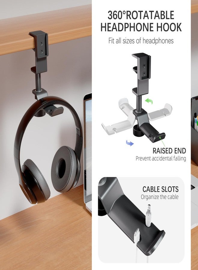 CUBE TECH 5 in 1 Desk Pencil Holder - Clamp on Under Desk Headphone Hanger - Rotating Headphone Holder Detachable Pen Holder Desktop Storage - Image 4