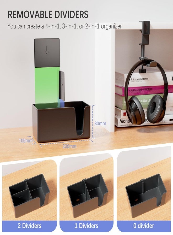 CUBE TECH 5 in 1 Desk Pencil Holder - Clamp on Under Desk Headphone Hanger - Rotating Headphone Holder Detachable Pen Holder Desktop Storage - Image 5