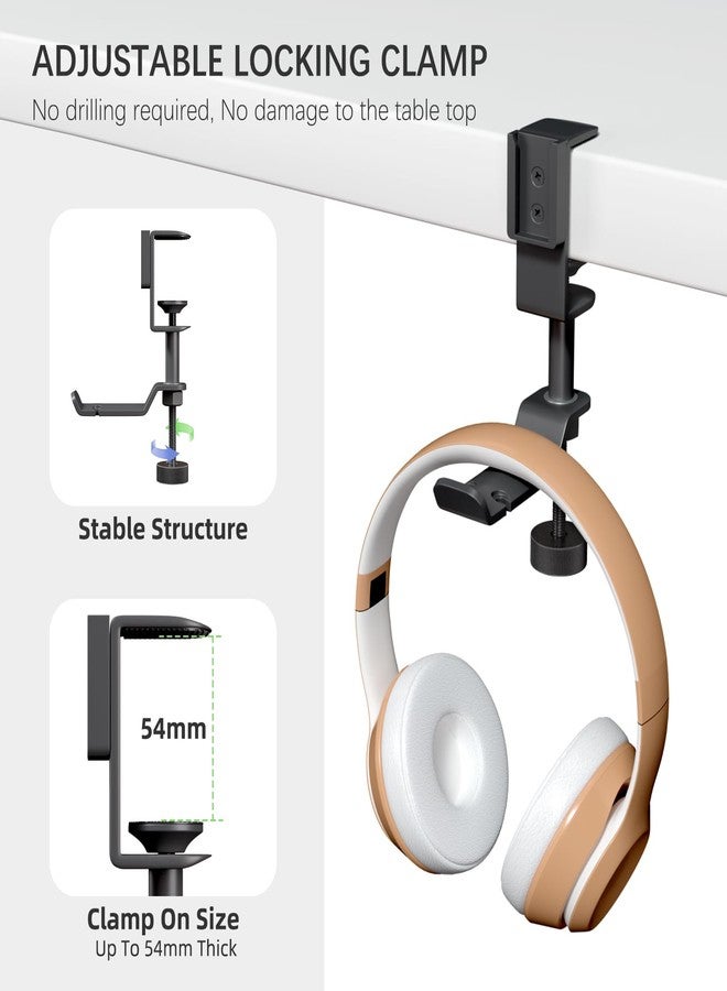 CUBE TECH 5 in 1 Desk Pencil Holder - Clamp on Under Desk Headphone Hanger - Rotating Headphone Holder Detachable Pen Holder Desktop Storage - Image 3