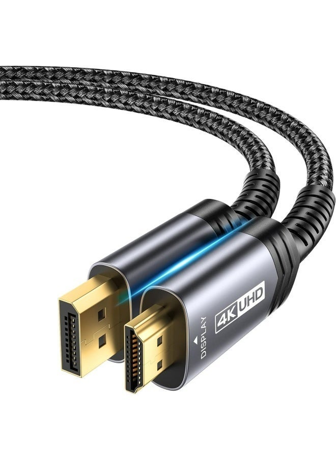 أبلينم كابل 4K DisplayPort إلى HDMI بطول 2 متر، كابل DP إلى HDMI ذكر فيديو UHD 2K@120Hz، كابل 4K@30Hz نايلون DP إلى HDTV أحادي الاتجاه متوافق مع Dell، جهاز العرض، سطح المكتب، AMD، NVIDIA، Lenovo، HP، ThinkPad - Image 1