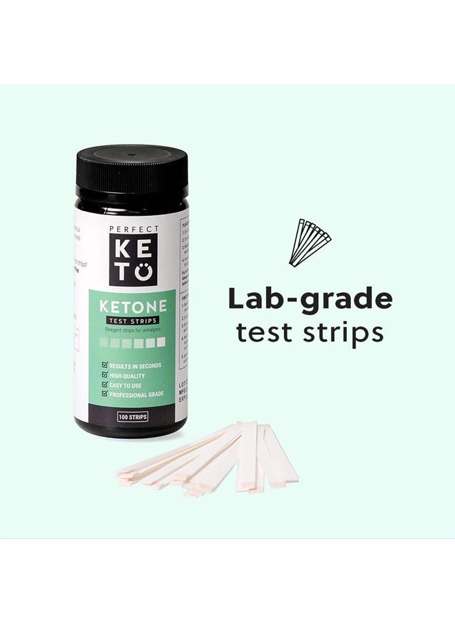 Perfect Keto - Test Strips - Best for Testing Ketones in Urine on Low Carb Ketogenic Diet, Ketosis Home Urinalysis Tester Kit, 100 CT - Image 1