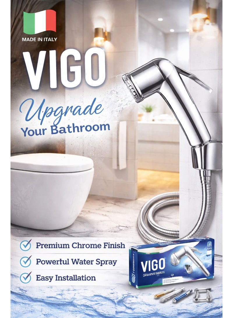 The "Chromed Shattaf Set" is the perfect addition to any modern bathroom, combining elegance with high-quality functionality. Its sleek design with a premium chrome finish adds a luxurious touch to your space. With a flexible 120 cm hose, it provides easy access to all areas for optimal cleanliness. The powerful spray mechanism ensures an effective and effortless experience, guaranteeing the highest level of personal hygiene. The product is easy to install, making it an ideal choice for updating and enhancing any bathroom, offering both comfort and excellent health support - Image 2