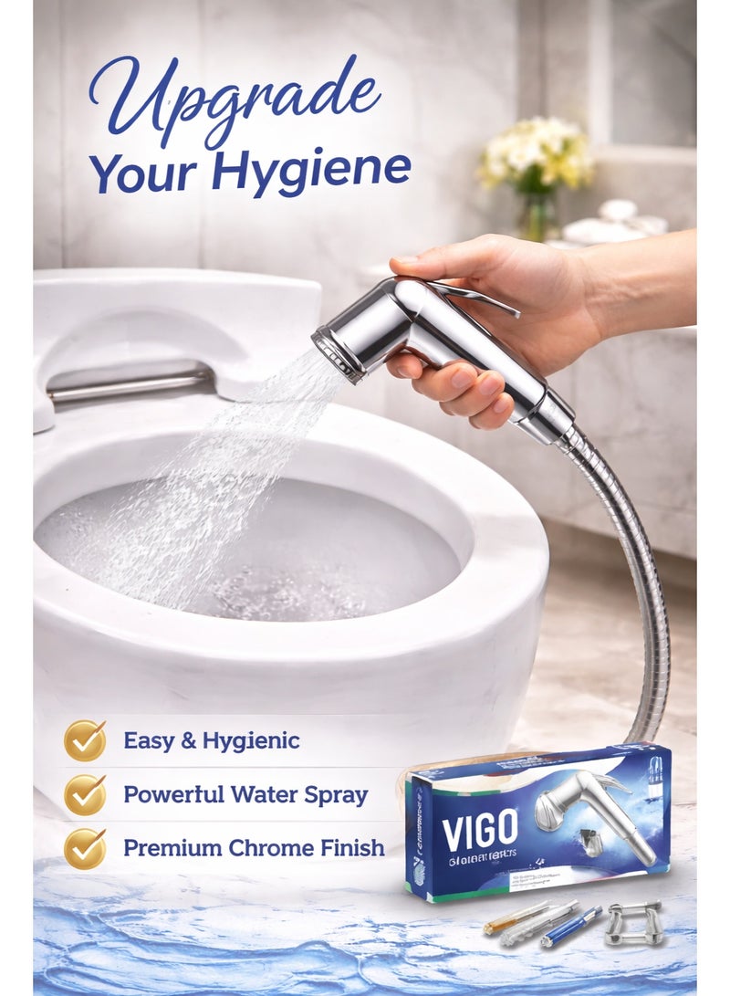 The "Chromed Shattaf Set" is the perfect addition to any modern bathroom, combining elegance with high-quality functionality. Its sleek design with a premium chrome finish adds a luxurious touch to your space. With a flexible 120 cm hose, it provides easy access to all areas for optimal cleanliness. The powerful spray mechanism ensures an effective and effortless experience, guaranteeing the highest level of personal hygiene. The product is easy to install, making it an ideal choice for updating and enhancing any bathroom, offering both comfort and excellent health support - Image 3