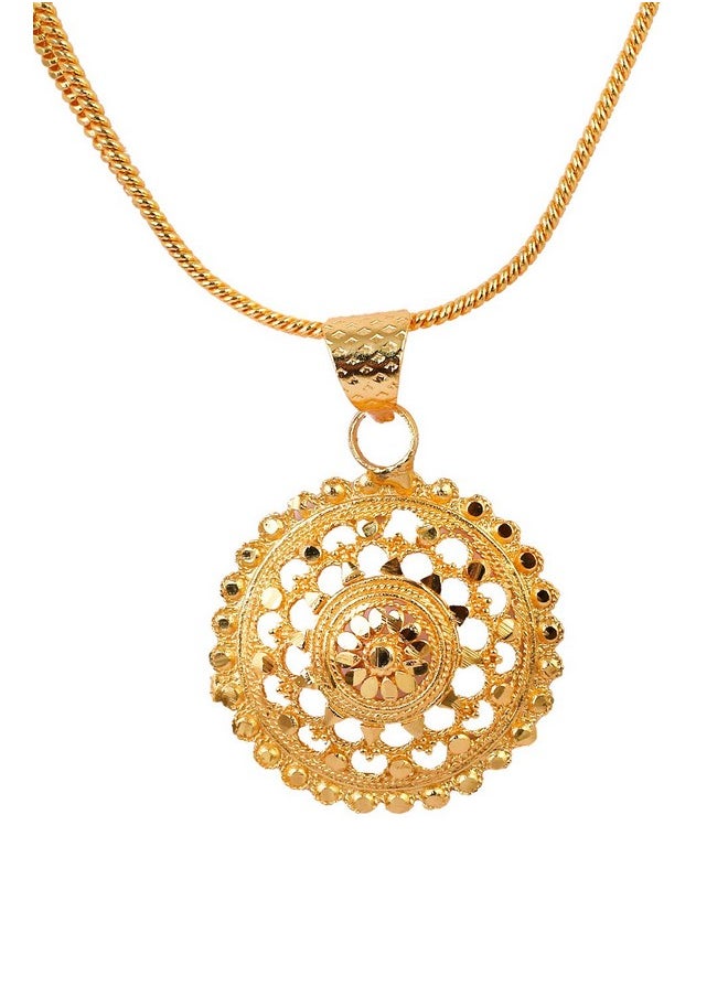 Handicraft Kottage - Handicraft Kottage Gold Plated Chain Pendant Set with Two earrings for women, girls and ladies (Style1) - Image 1