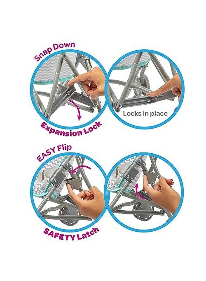 ادورا عربة أطفال متعرجة واقعية ومبتكرة بتصميم مرح، وغطاء شمسي قابل للتعديل؛ وتخزين ملحقات الدمية ومقعد عربة قابل للإزالة يناسب الدمى حتى 18 بوصة - صغيرة - Image 5