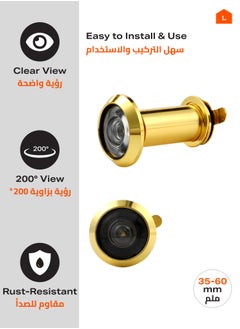 LAWAZIM Safety Door Viewer Peephole 200-Degree Set of 3 -35-60mm- Rust-Resistant, Rotating Privacy Cover, Wide-Angle View for Home, Apartment Office and Hotel Security on Wooden, UPVC, and Metal Doors  - Image 2