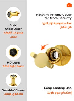 LAWAZIM Safety Door Viewer Peephole 200-Degree Set of 3 -35-60mm- Rust-Resistant, Rotating Privacy Cover, Wide-Angle View for Home, Apartment Office and Hotel Security on Wooden, UPVC, and Metal Doors  - Image 3
