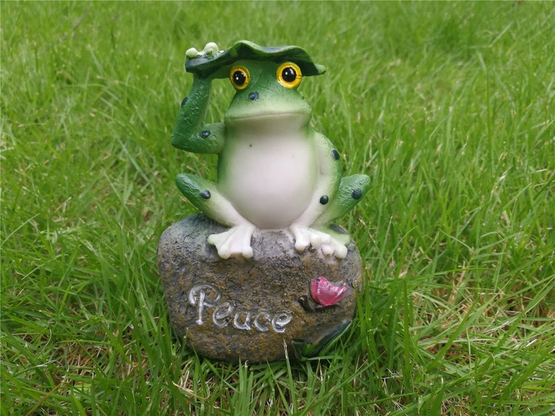 LANKER Frog Garden Statues – 3 Pack 5 Inch Frogs Sitting on Stone Sculptures Outdoor Decor Fairy Garden Ornaments - Image 4