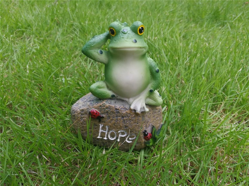LANKER Frog Garden Statues – 3 Pack 5 Inch Frogs Sitting on Stone Sculptures Outdoor Decor Fairy Garden Ornaments - Image 5