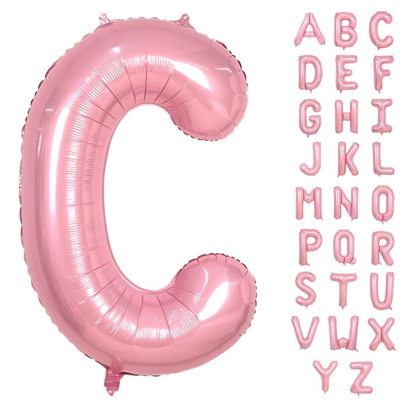 Biapian 40 Inch Pink Letter Balloons, Giant Light Pink Letter C Balloon, Single Alphabet C Balloon, Pastel Foil Name Balloons for Girls Women Birthday Baby Shower Anniversary Graduation Decoration - Image 1
