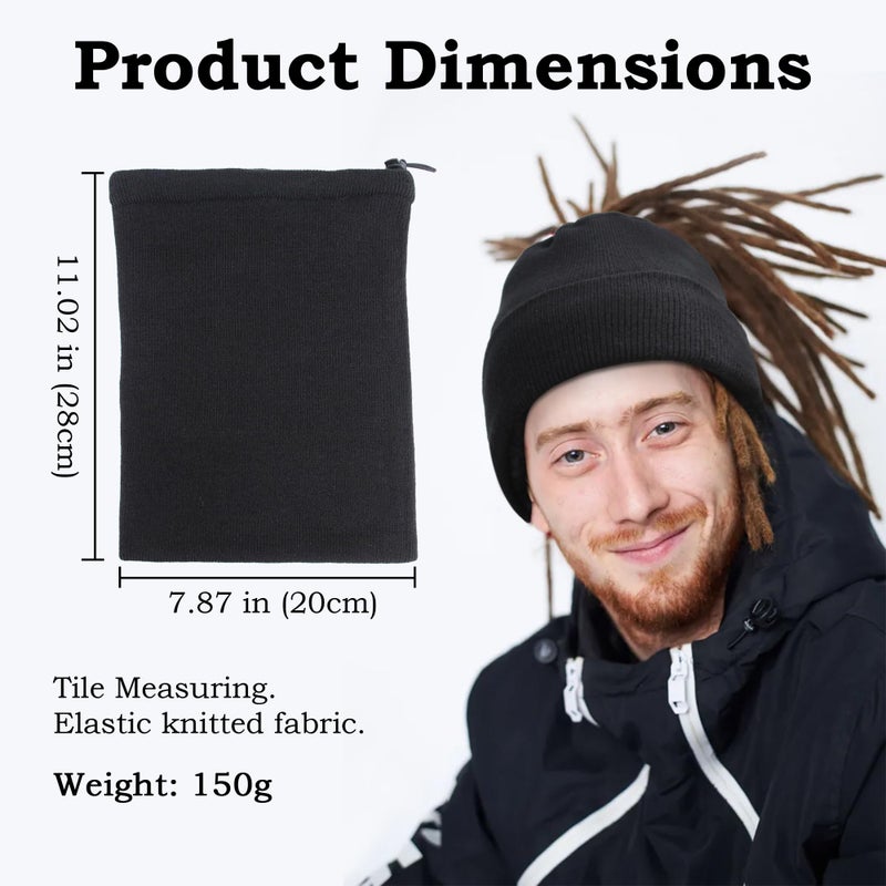 Ababalaya Unisex Knit Rasta Beanie Unisex Open Turban Beanies Winter Hats for Dreadlock Hair Wraps for Men Women, Black - Image 4