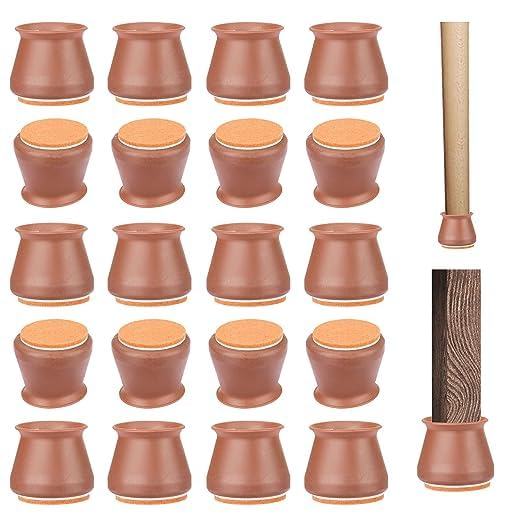 ALESSO 20Pcs Chair Leg Floor ProtectorsSilicone Chair Leg Protectors for Hardwood FloorsFloor Protectors for Chairs BrownMedium - Image 1