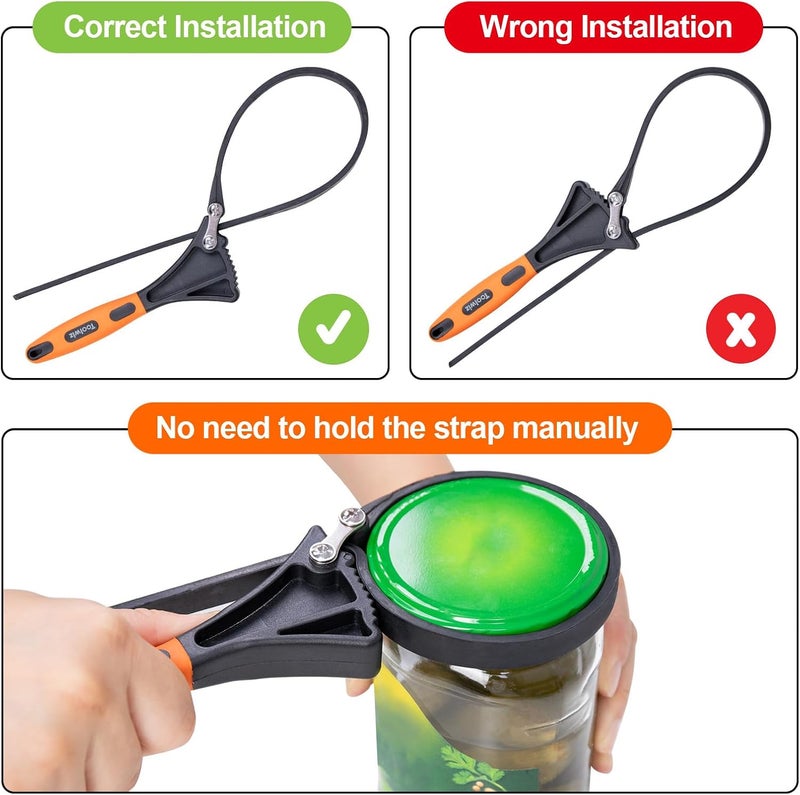 Toolwiz Rubber Strap Wrench Set, 2pcs for Pipes Below 6'' 150mm and 4'' 100mm Universal Adjustable Rubber Belt for Pipe Plumbers, Oil Filter, Jar Opener for Weak Hands - Image 5